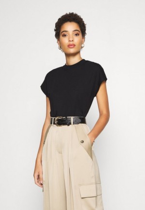 Tricko Anna Field Basic T Shirt Damske Čierne | 970-RQJGZT