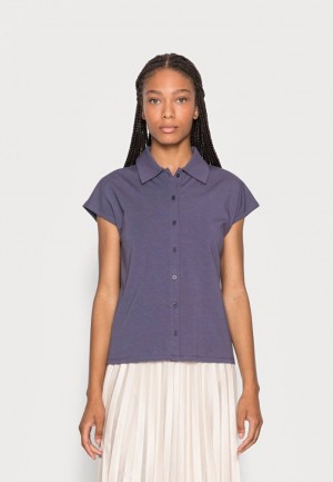 Tricko Anna Field Blouse Basic T Shirt Damske Modre | 961-BZOKLC