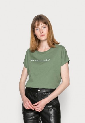 Tricko Anna Field Francesca Print T Shirt Damske Zelene | 837-ZIKJRD