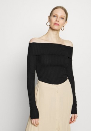 Tricko Anna Field Long Sleeved Top Damske Čierne | 137-BZEQAT