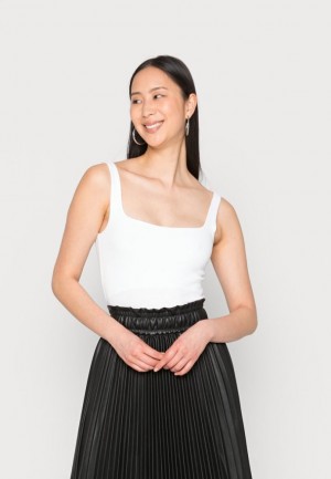 Tricko Anna Field Minimal Tank With Square Round Neckline Top Damske Biele | 972-JQZSKT