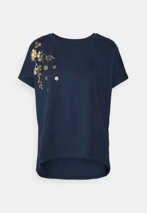 Tricko Anna Field Print T Shirt Damske Tmavo Modre | 413-IRGYHW
