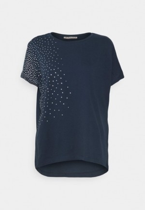 Tricko Anna Field Print T Shirt Damske Tmavo Modre | 328-WYKASB