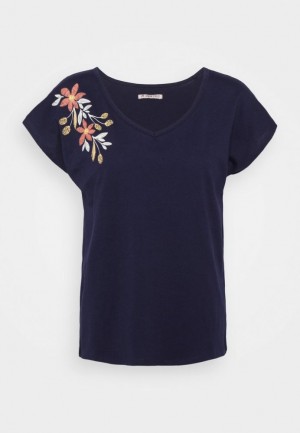 Tricko Anna Field Print T Shirt Damske Tmavo Modre | 301-PNSJUE