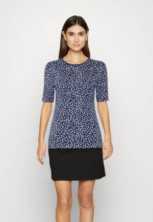 Tricko Anna Field Print T Shirt Damske Tmavo Modre | 867-OAJYBN