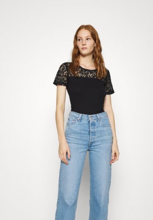 Tricko Anna Field Print T Shirt Damske Čierne | 357-UVYJLT