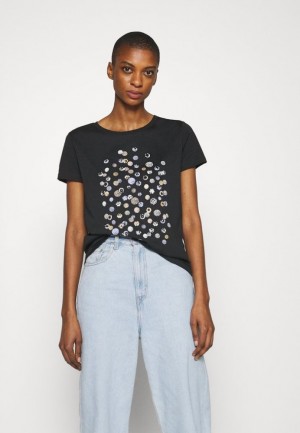 Tricko Anna Field Print T Shirt Damske Čierne | 635-MQNXHB