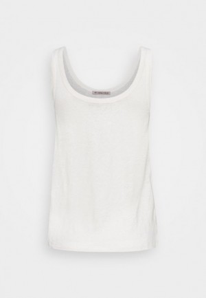Tricko Anna Field Top Linen Blend Top Damske Biele | 170-SEBUNQ