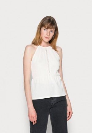 Tricko Anna Field Trim Insert Halterneck Top Damske Biele | 938-FHKOXC