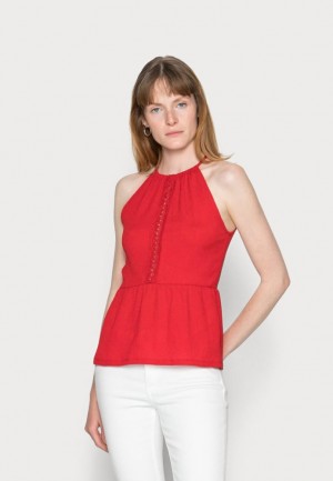 Tricko Anna Field Trim Insert Halterneck Top Damske Červené | 012-GJRYSC